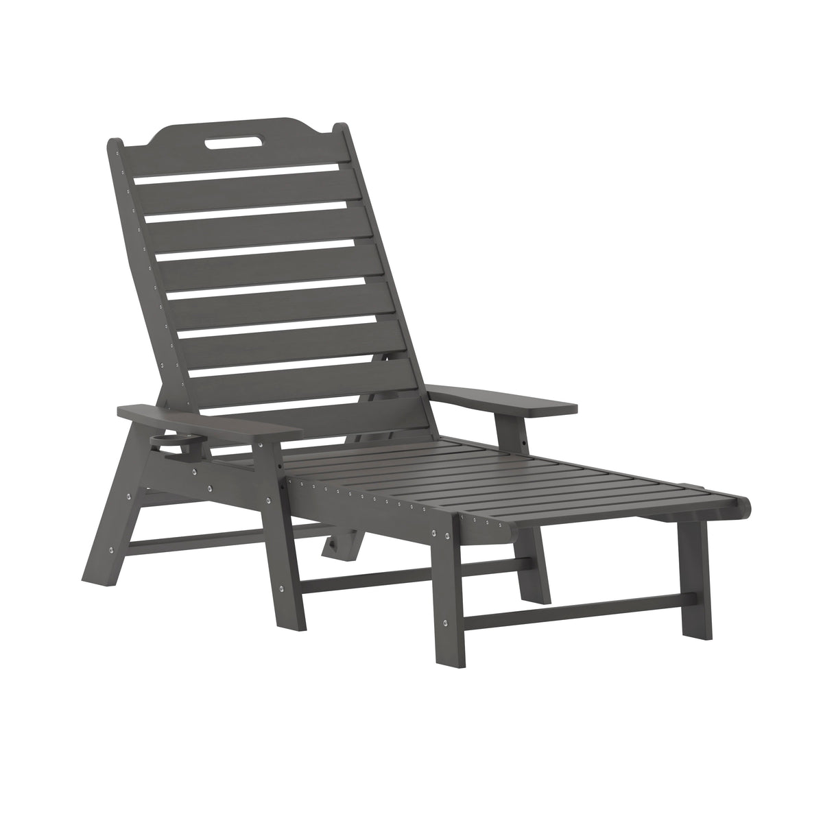 Gray |#| 3pc Commercial Indoor/Outdoor Adirondack Set with 2 Loungers, Side Table - Gray