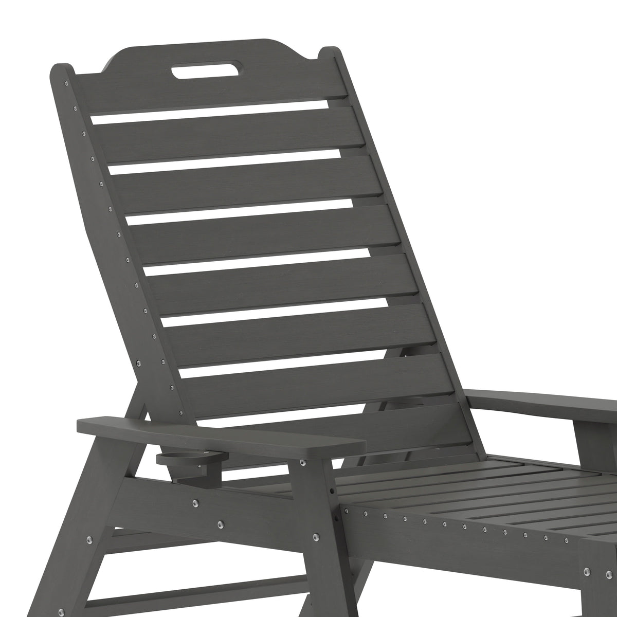 Gray |#| 3pc Commercial Indoor/Outdoor Adirondack Set with 2 Loungers, Side Table - Gray