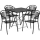 Black |#| 28inch Square Black Indoor-Outdoor Steel Folding Patio Table Set with 4 Chairs