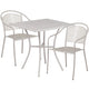 Light Gray |#| 28inch Square Lt Gray Indoor-Outdoor Steel Patio Table Set - 2 Round Back Chairs