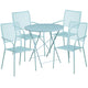 Sky Blue |#| 30inch Round Sky Blue Indoor-Outdoor Steel Folding Patio Table Set with 4 Chairs