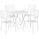 White |#| 30inch Round White Indoor-Outdoor Steel Folding Patio Table Set with 4 Chairs