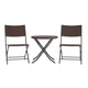 Brown |#| 3PC Brown and Black Indoor/Outdoor PE Rattan Folding French Bistro Set