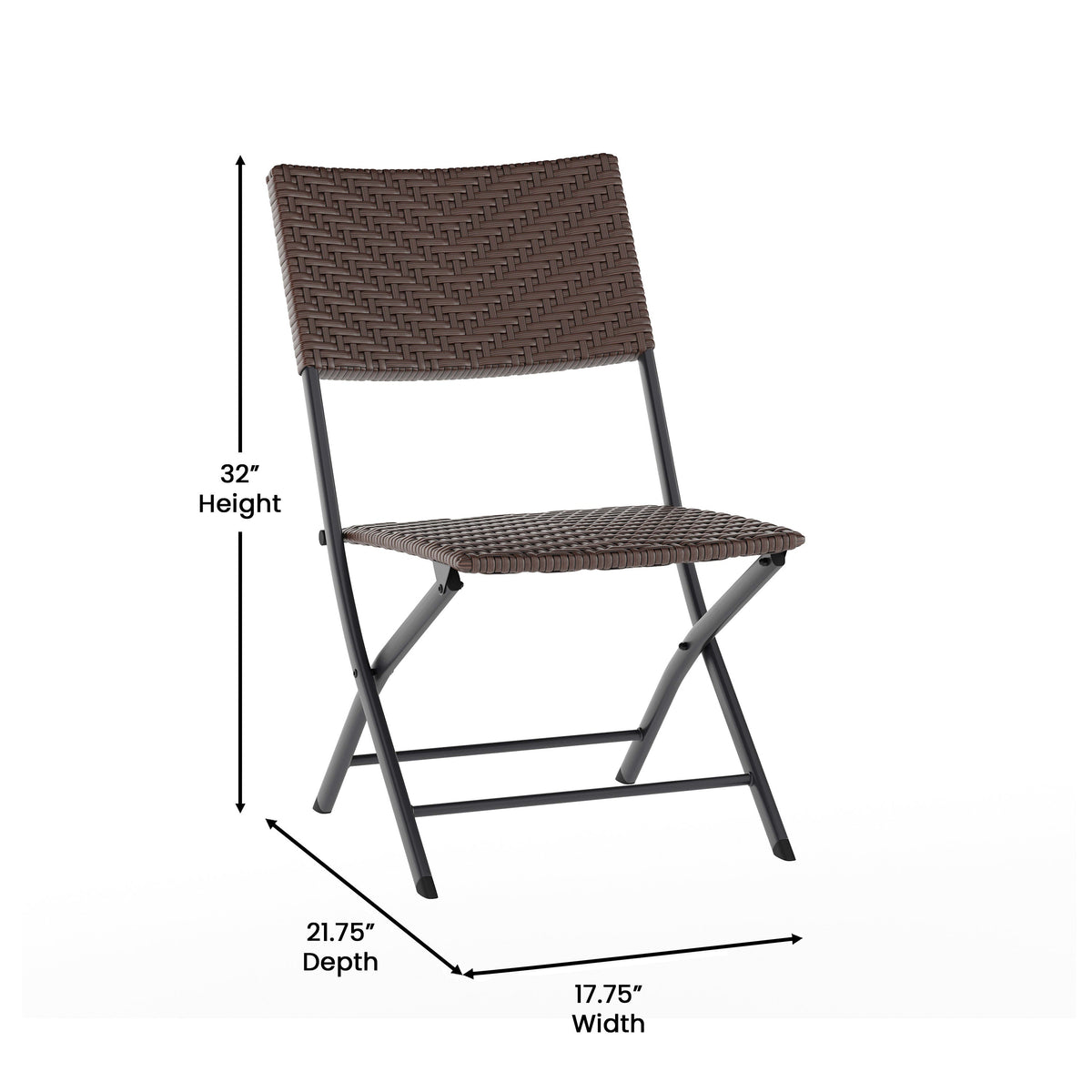 Brown |#| 3PC Brown and Black Indoor/Outdoor PE Rattan Folding French Bistro Set