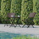 Brown |#| 3PC Brown and Black Indoor/Outdoor PE Rattan Folding French Bistro Set