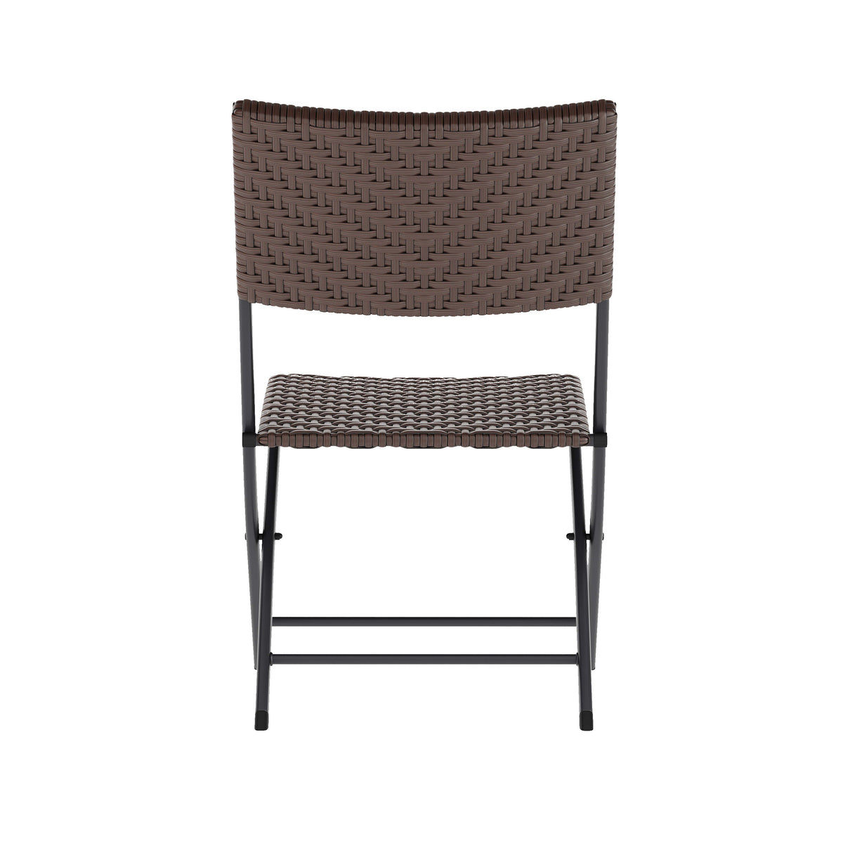 Brown |#| 3PC Brown and Black Indoor/Outdoor PE Rattan Folding French Bistro Set