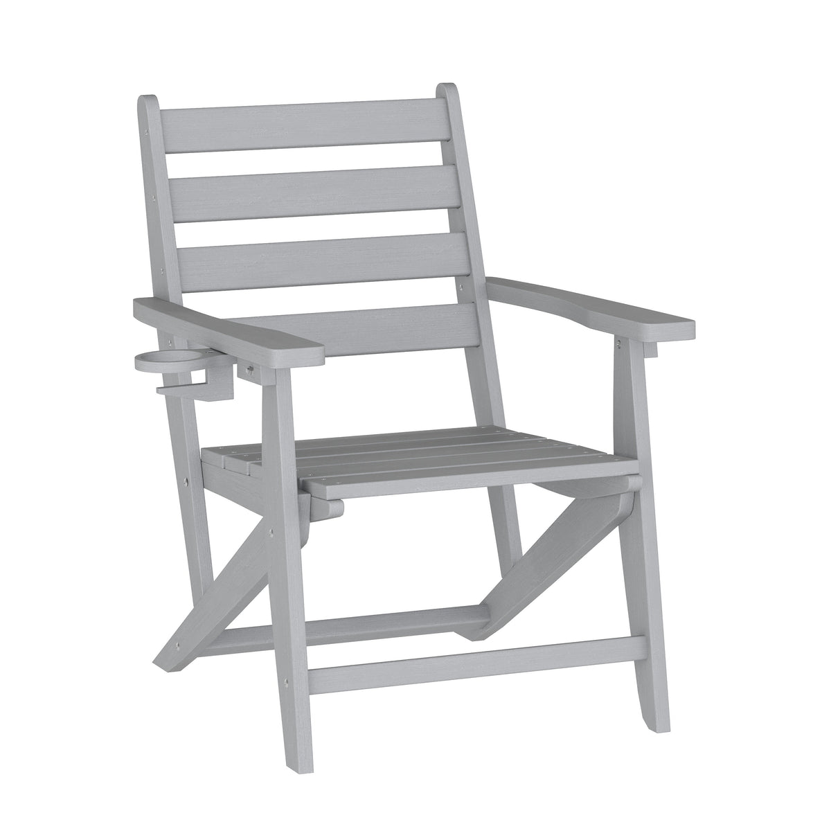 Gray |#| Commercial All Weather Adirondack Table and 4 Chairs with Cupholders in Gray