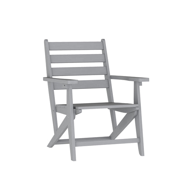 Gray |#| Commercial All Weather Adirondack Table and 4 Chairs with Cupholders in Gray