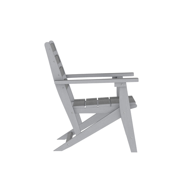 Gray |#| Commercial All Weather Adirondack Table and 4 Chairs with Cupholders in Gray