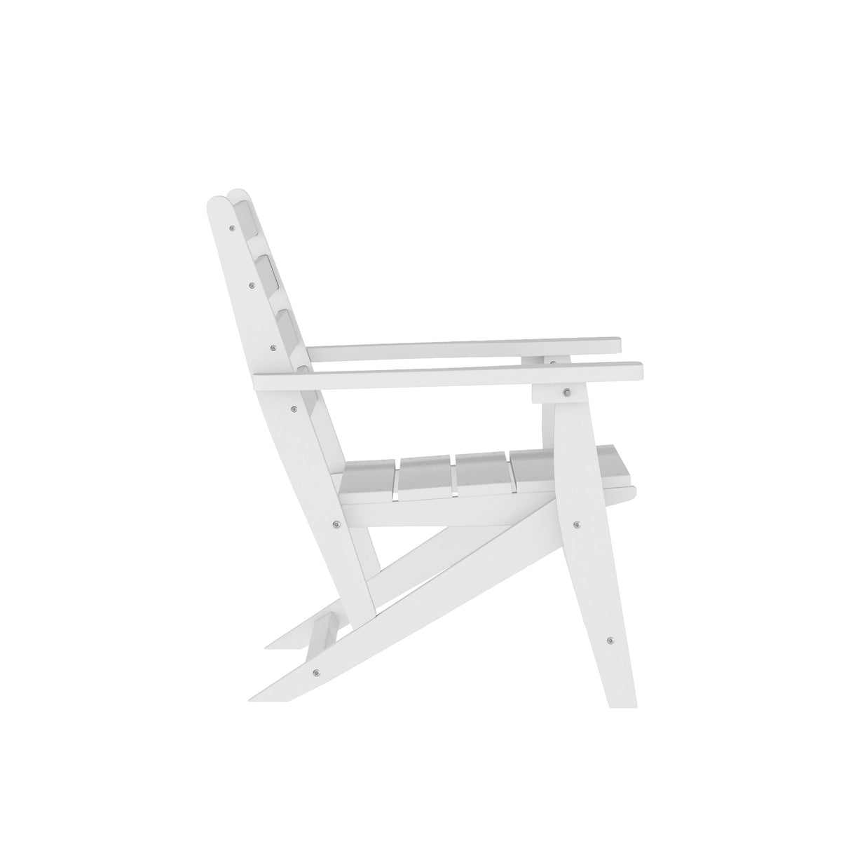 White |#| Commercial All Weather Adirondack Table and 4 Chairs with Cupholders in White