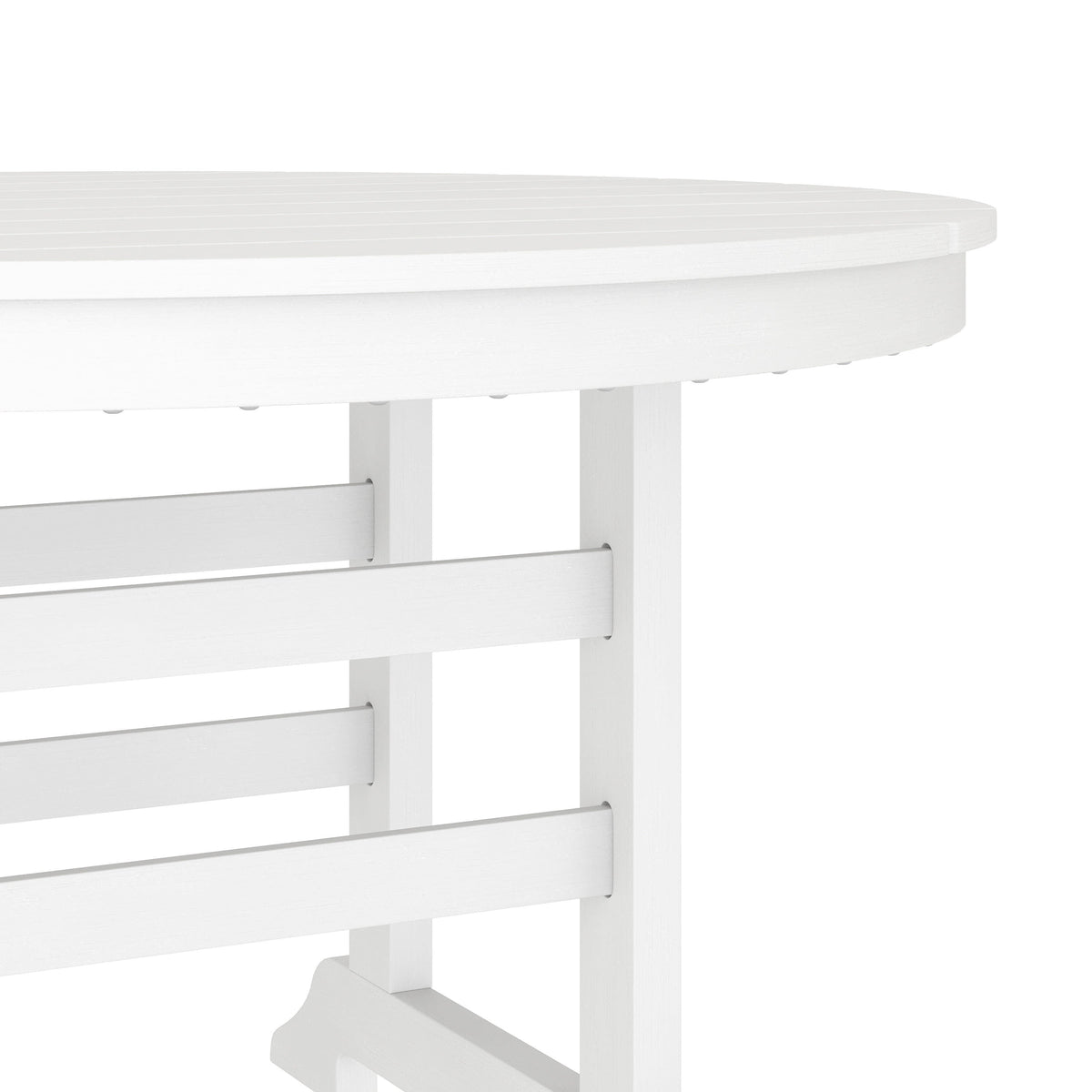 White |#| Commercial All Weather Adirondack Table and 4 Chairs with Cupholders in White