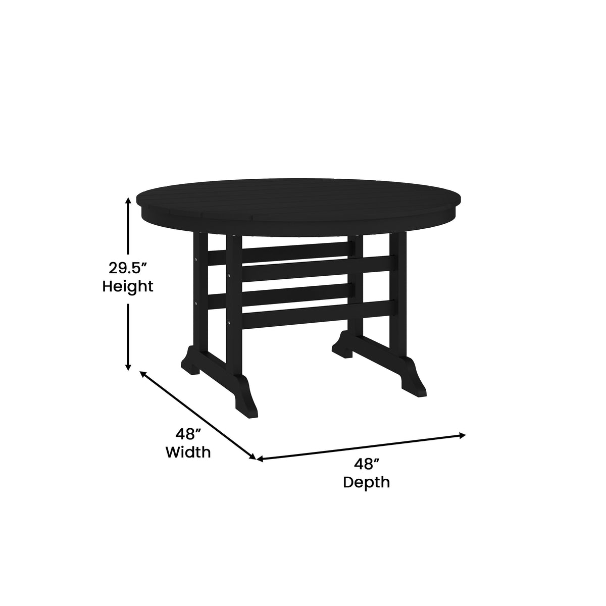 Black |#| Commercial All Weather Adirondack Table and 4 Chairs with Cupholders in Black