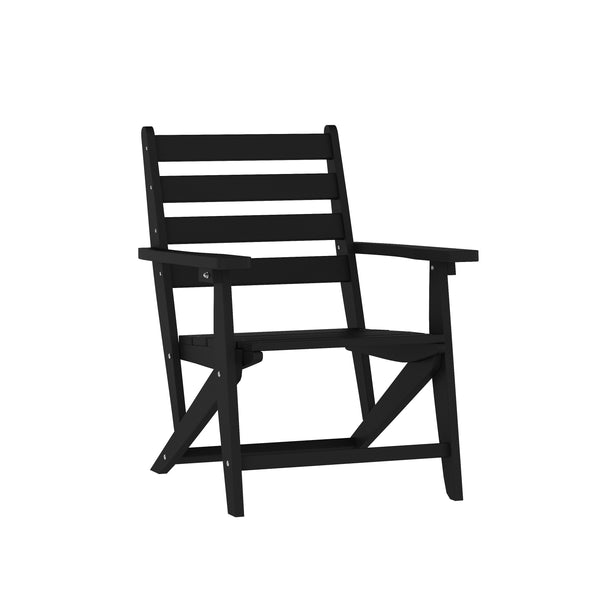 Black |#| Commercial All Weather Adirondack Table and 4 Chairs with Cupholders in Black