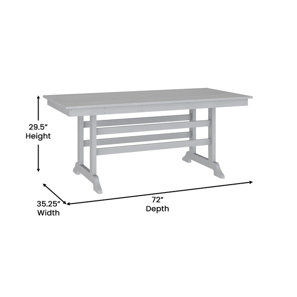 Gray |#| Commercial All Weather Adirondack Table and 6 Chairs with Cupholders in Gray