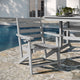 Gray |#| Commercial All Weather Adirondack Table and 6 Chairs with Cupholders in Gray