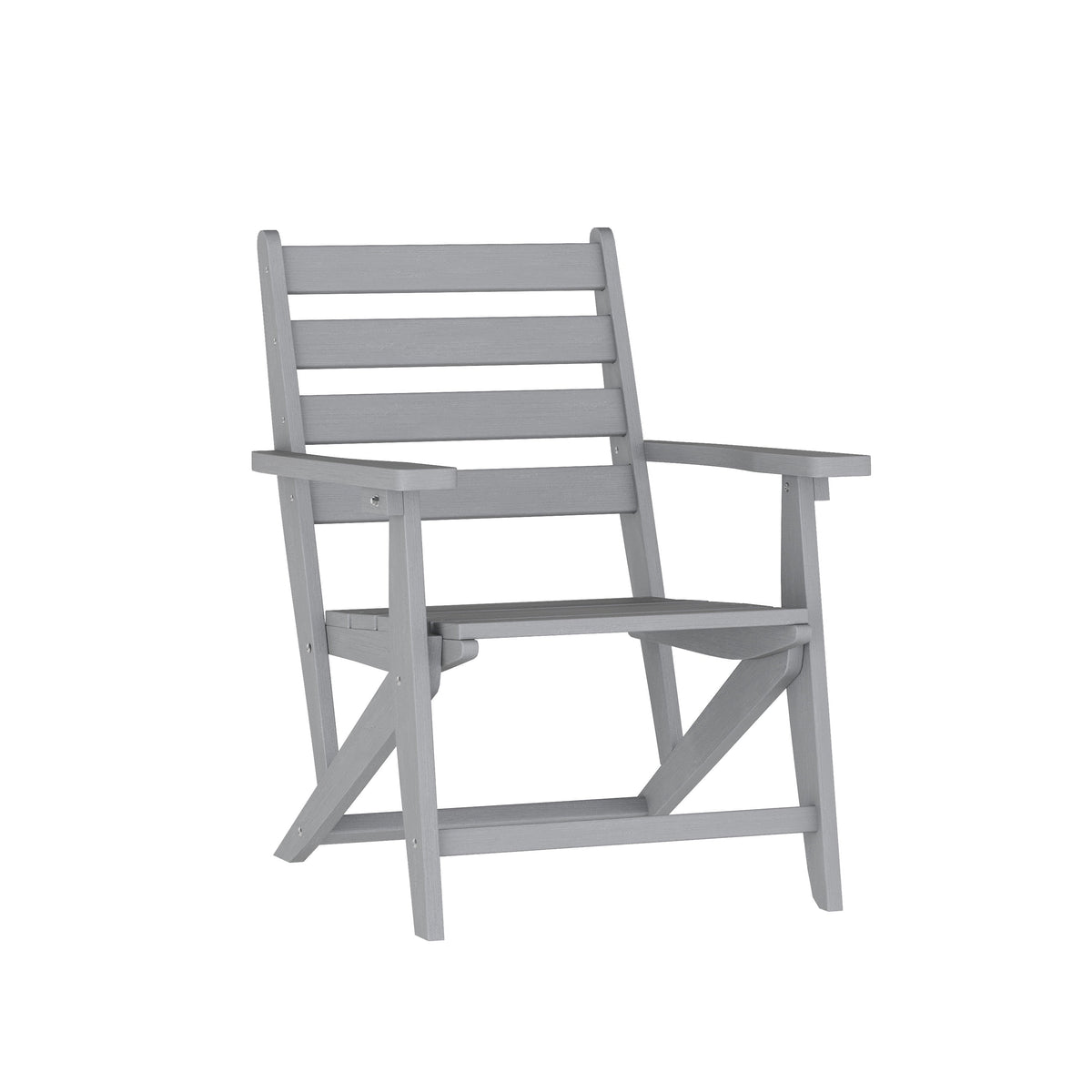 Gray |#| Commercial All Weather Adirondack Table and 6 Chairs with Cupholders in Gray