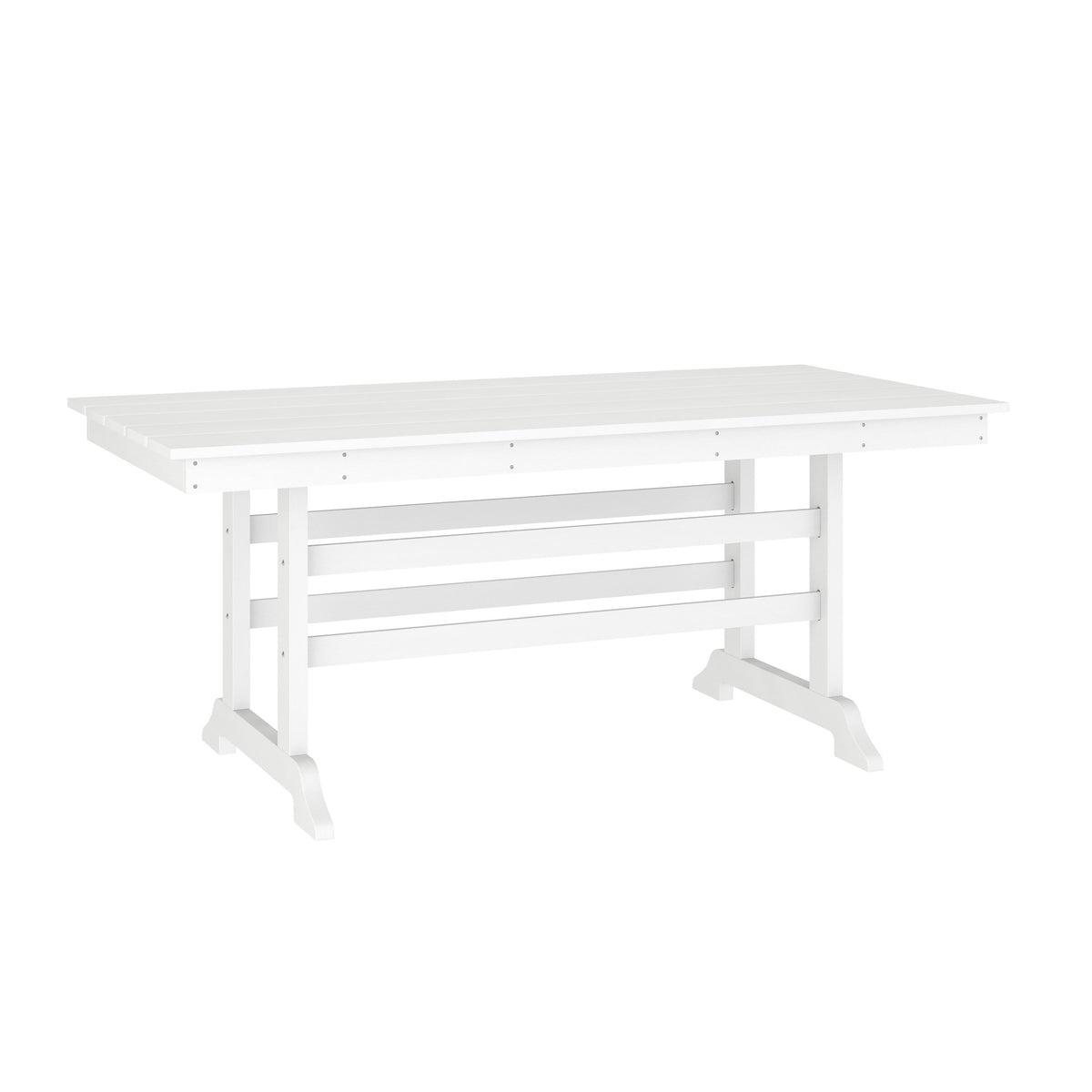 White |#| Commercial All Weather Adirondack Table and 6 Chairs with Cupholders in White