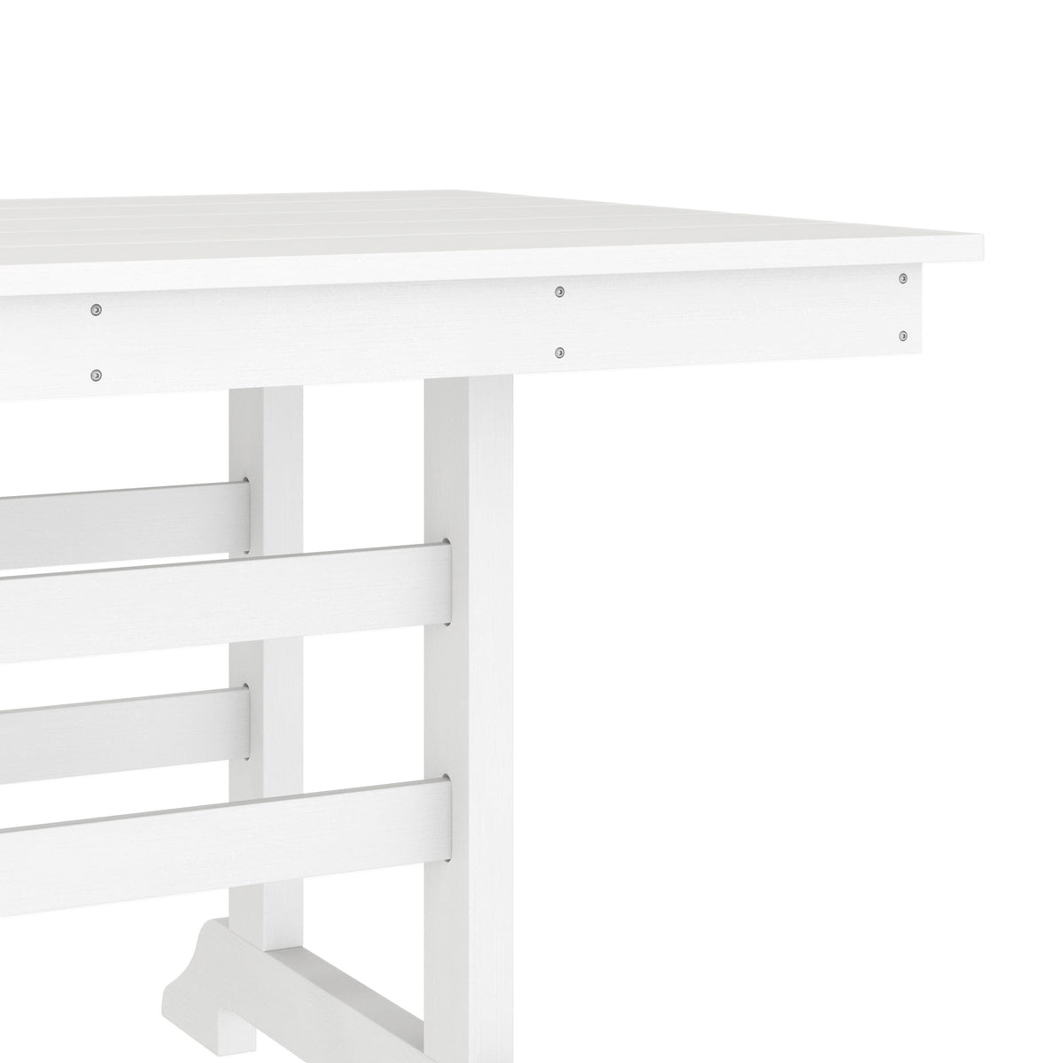 White |#| Commercial All Weather Adirondack Table and 6 Chairs with Cupholders in White