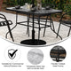 Clear Top/Black Frame |#| Commercial 47.25x27.5 Tempered Glass and Steel Patio Table - Umbrella Hole-Black