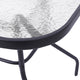 Clear Top/Black Frame |#| Commercial 47.25x27.5 Tempered Glass and Steel Patio Table - Umbrella Hole-Black